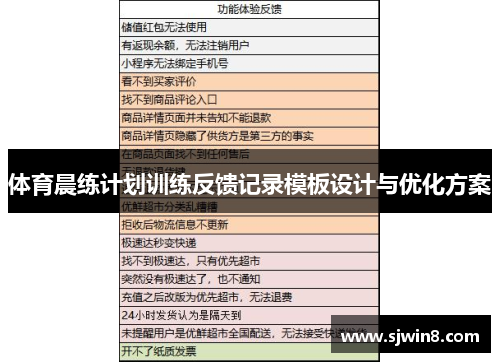 体育晨练计划训练反馈记录模板设计与优化方案